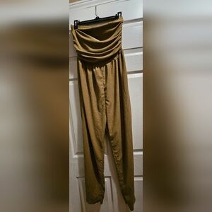 Medium Olive Green Strapless Jumpsuit